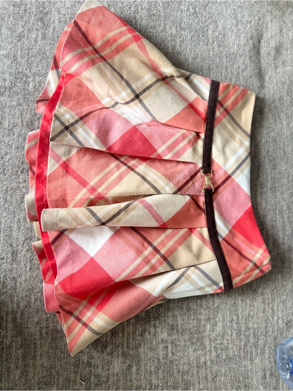 Janie and Jack Coral, Pink and Beige Plaid Pleated Skirt